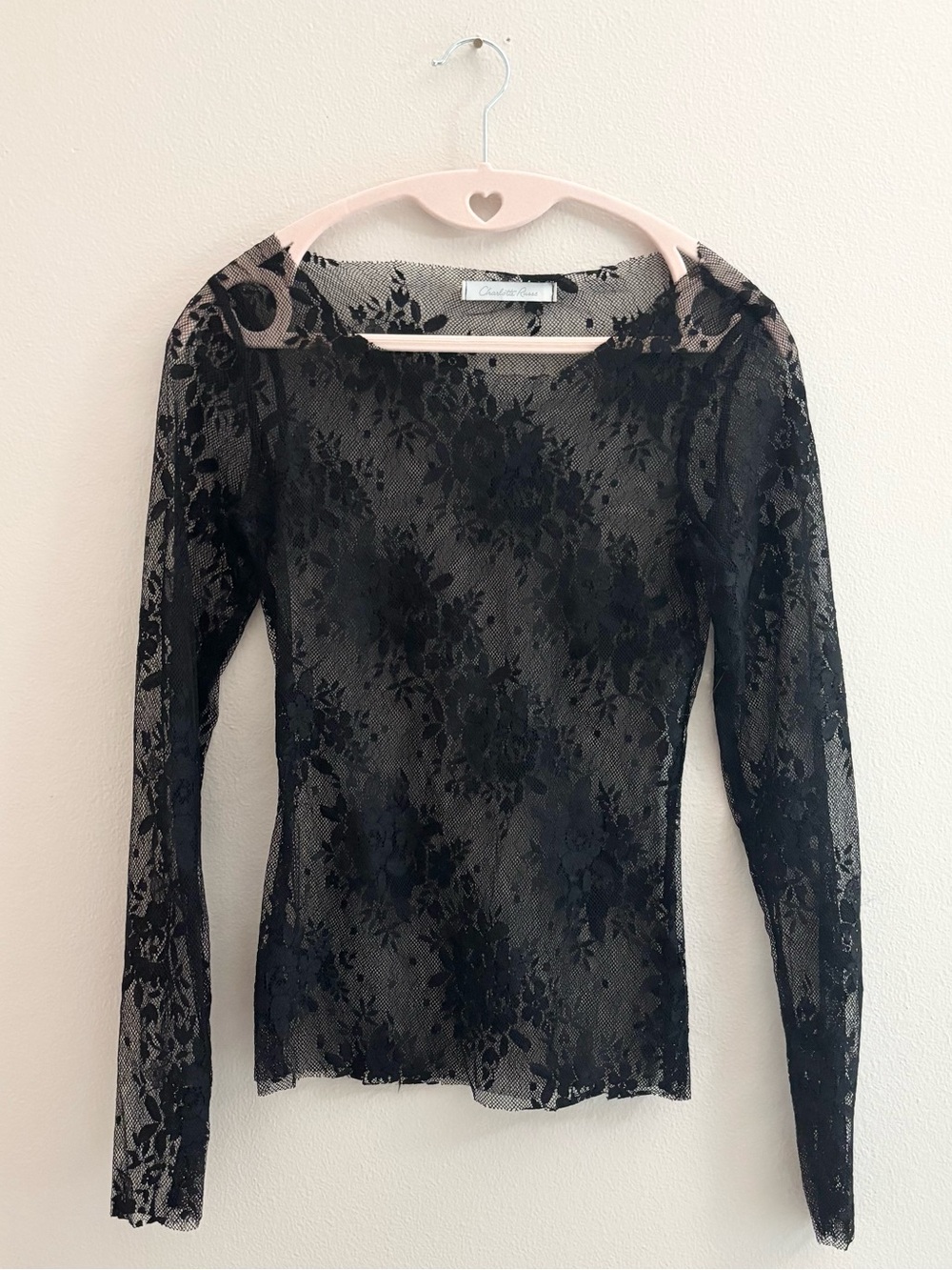 Vintage Y2K Charlotte Russe Lace Sheer Long Sleeve Top